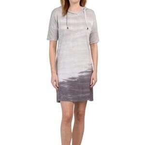 New Cable & Gauge Women's Short Sleeve Tie Dye Casual Hooded Mini Dress